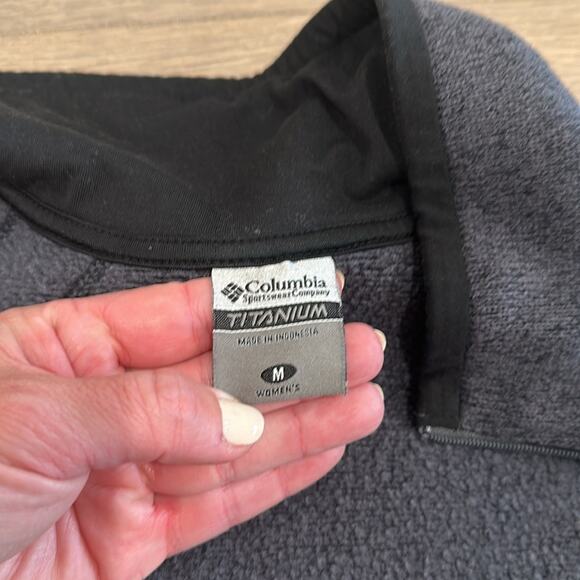 COLUMBIA Dark Heathered Gray Titanium Fleece Full Zip-Up Jacket Size Medium - Picture 7 of 11
